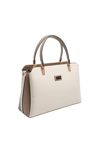 Silver & Polo SP9721 Kadın El Çantası Düz Bej-Latte