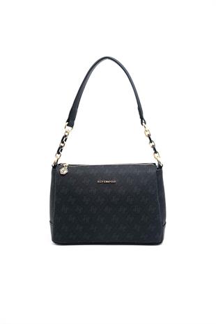 Silver & Polo SP910 Kadın Çapraz Çanta Monogram Siyah