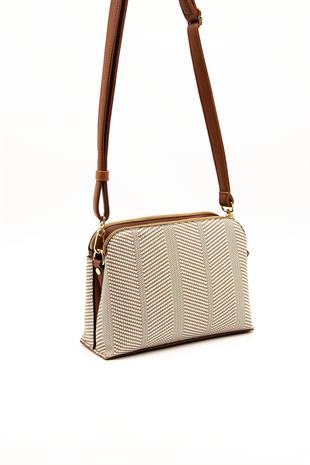 Silver & Polo SP623 Kadın Çapraz Çanta Hasır Bej-Taba