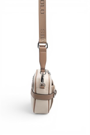 Silver Polo Bej - Latte Düz Kadın Çapraz Çanta SP1256