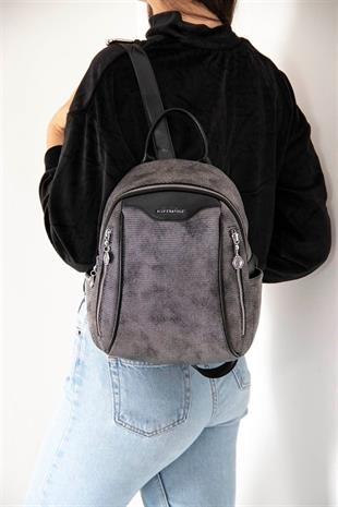 Silver & Polo SP906 Kadın Sırt Çantası Petek M.Gümüş-Siyah