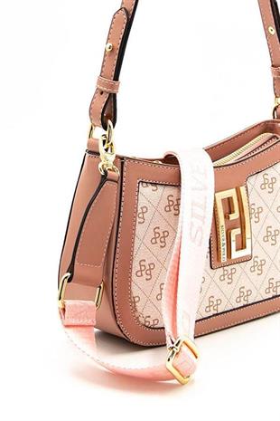 Silver & Polo SP1132 Kadın Çapraz Çanta Monogram Pembe-Somon
