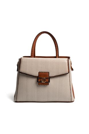 Silver & Polo SP1264 Kadın El Çantası Hasır Bej-Taba