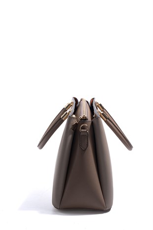 Silver & Polo SP1000 Kadın El Çantası Düz Koyu Bej-Latte