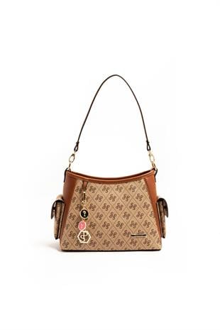 Silver & Polo Koyu Bej  - Taba SP1183 Kadın Omuz Çantası