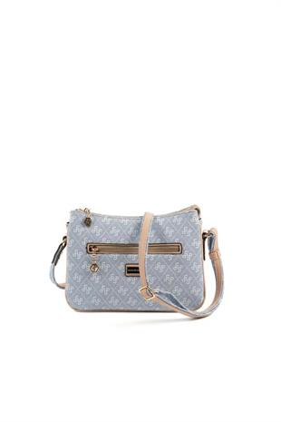 Silver & Polo SP818 Kadın Çapraz Çanta Monogram Mavi-Ten