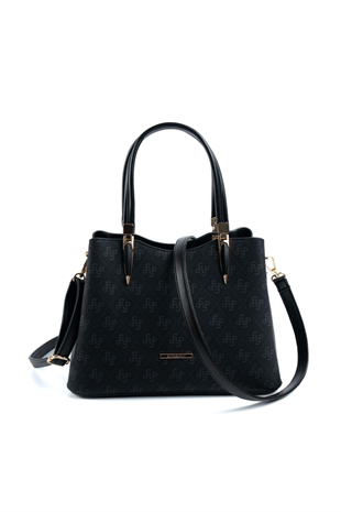 Silver & Polo SP1205 Kadın El Çantası Monogram Siyah-Siyah