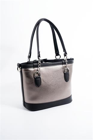 Silver & Polo SP1155 Kadın El Çantası Düz Platin-Siyah