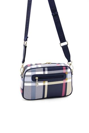 Silver & Polo SP1094 Kadın Çapraz Çanta Ekose Lacivert