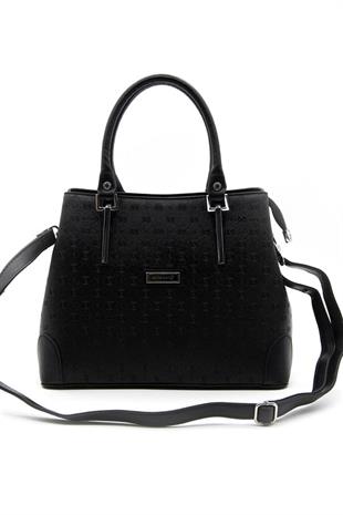 Silver & Polo SP667 Kadın El Çantası Logolu Siyah-Siyah