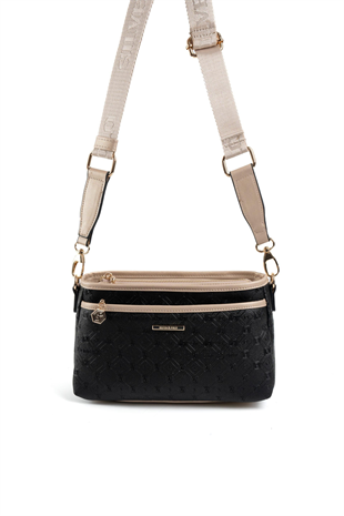 Silver & Polo SP1184 Kadın Çapraz Çanta Logolu Siyah-S.Nut