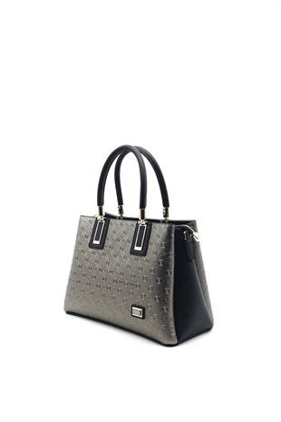 Silver & Polo SP1000 Kadın El Çantası Logolu Platin-Siyah