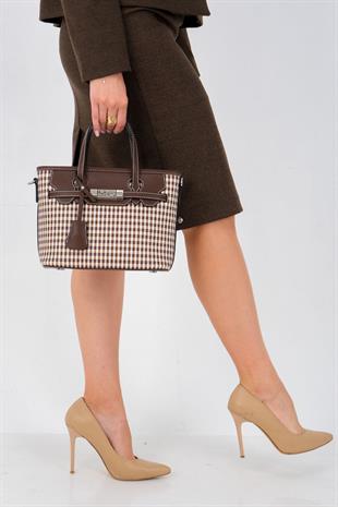 Silver & Polo Kahve Sarı - Kahve SP1185 Kadın El Çantası