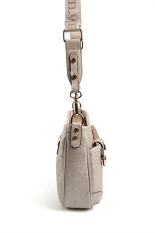 Silver & Polo SP1160 Kadın Çapraz Çanta Logolu Bej-S.Bej