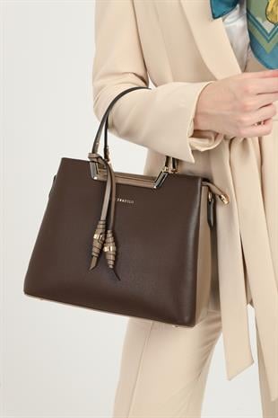 Silver & Polo Kahve - Vizon SP969 Kadın El Çantası