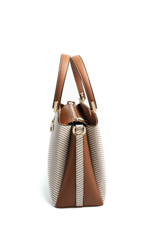 Silver & Polo SP9721 Kadın El Çantası Hasır Bej-Taba
