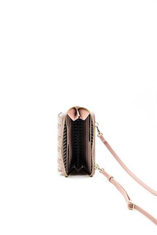 Silver & Polo SP921 Kadın Telefon Çantası Monogram Pembe-Somon