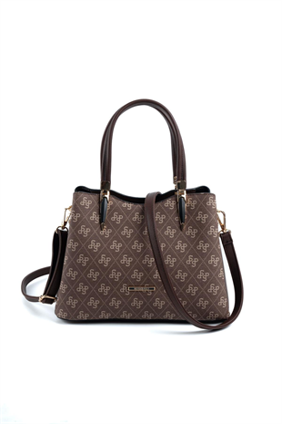 Silver & Polo SP1205 Kadın El Çantası Monogram Kahve-Kahve