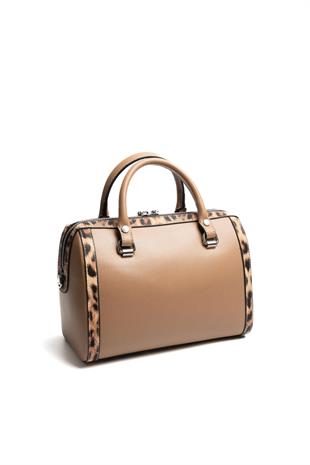 Silver & Polo SP1091 Kadın El Çantası Düz Bizon-Leopar Taba