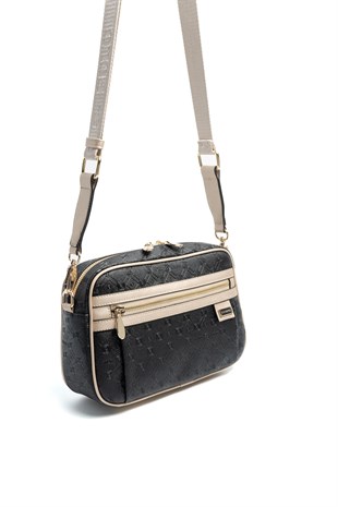 Silver & Polo SP1280 Kadın Çapraz Çanta Logolu Siyah-S.Nut