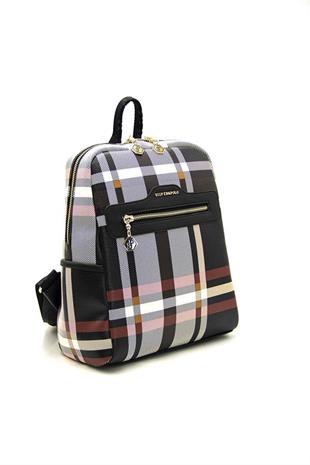 Silver & Polo SP866 Kadın Sırt Çantası Ekose Siyah