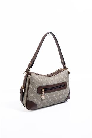 Silver Polo Y.Yeşil - Kahve Monogram Kadın Omuz Çantası SP1269