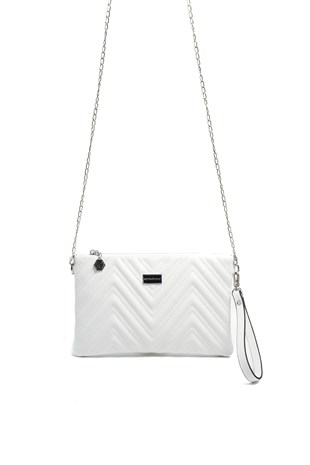 Silver & Polo SP1250 Kadın Portföy & Clutch Crash Beyaz-Beyaz