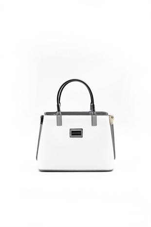 Silver & Polo SP987 Kadın El Çantası Düz Beyaz-A.Gri