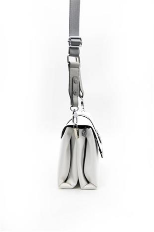 Silver & Polo SP1009 Kadın Çapraz Çanta Düz Beyaz-A.Gri