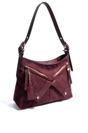 Silver & Polo SP1268 Kadın Omuz Çantası Süet Bordo-Bordo