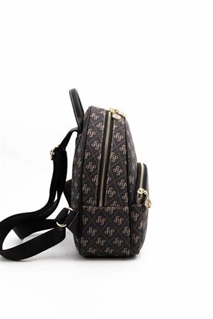 Silver Polo SP945 Kadın Sırt Çantası Monogram Füme-Siyah