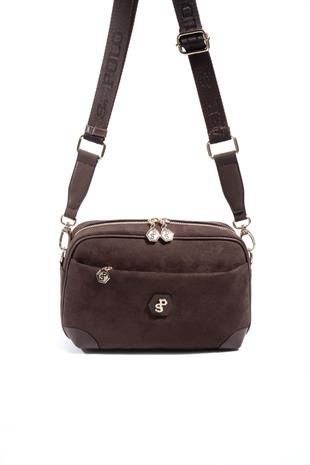 Silver & Polo SP1094 Kadın Çapraz Çanta Süet Kahve