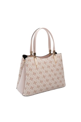 Silver Polo Pembe - Pudra Monogram Kadın El Çantası SP1205