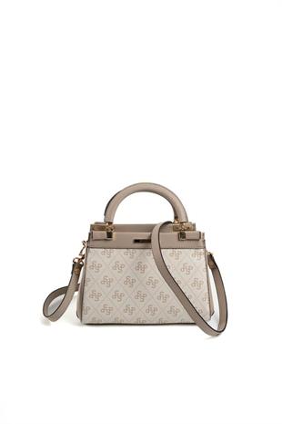 Silver & Polo SP1193 Kadın El Çantası Monogram Bej-Kum