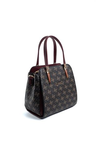 Silver & Polo Kahve Sarı - Bordo SP1136 Kadın El Çantası