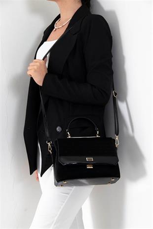 Silver & Polo SP838 Kadın Çapraz Çanta Fashion Siyah-Rugan Siyah