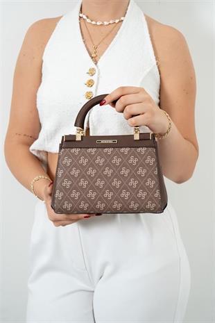Silver & Polo SP1193 Kadın El Çantası Monogram Kahve-Kahve