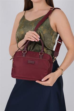 Silver & Polo SP1217 Kadın El Çantası Saten Bordo-Bordo