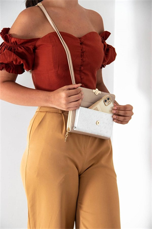 Silver & Polo SP921 Kadın Telefon Çantası Logolu Sedef-S.Nut