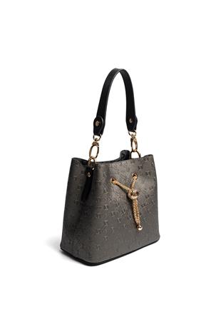 Silver & Polo SP1266 Kadın Çapraz Çanta Logolu Platin-Siyah