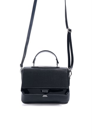 Silver & Polo SP838 Kadın Çapraz Çanta Düz Siyah-Rugan Siyah