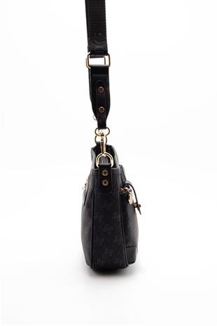 Silver & Polo SP1160 Kadın Çapraz Çanta Monogram Siyah