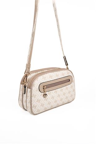 Silver & Polo SP745 Kadın Çapraz Çanta Monogram Bej-Kum