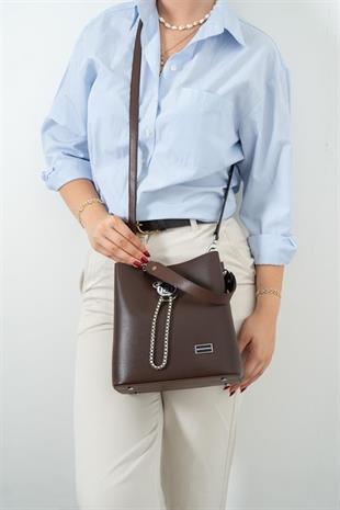 Silver & Polo SP967 Kadın Çapraz Çanta Düz Kahve