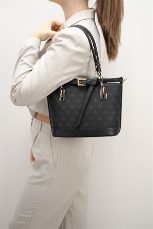 Silver & Polo SP1155 Kadın El Çantası Monogram Siyah