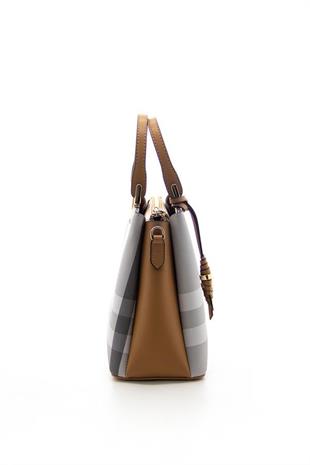 Silver & Polo SP969 Kadın El Çantası Ekose A.Gri-A.Taba