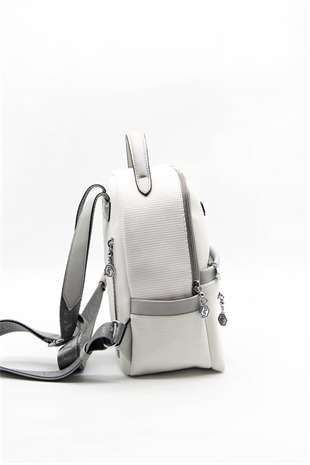 Silver & Polo SP1061 Kadın Sırt Çantası Petek Beyaz-A.Gri