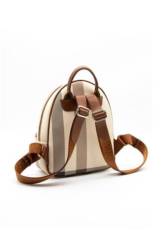 Silver & Polo SP945 Kadın Sırt Çantası Ekose Krem-Taba