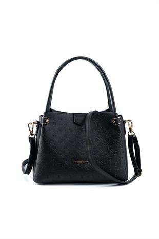 Silver & Polo SP1254 Kadın El Çantası Logolu Siyah-Siyah