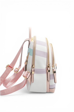 Silver & Polo SP1265 Kadın Sırt Çantası Ekose Lila-Pembe
